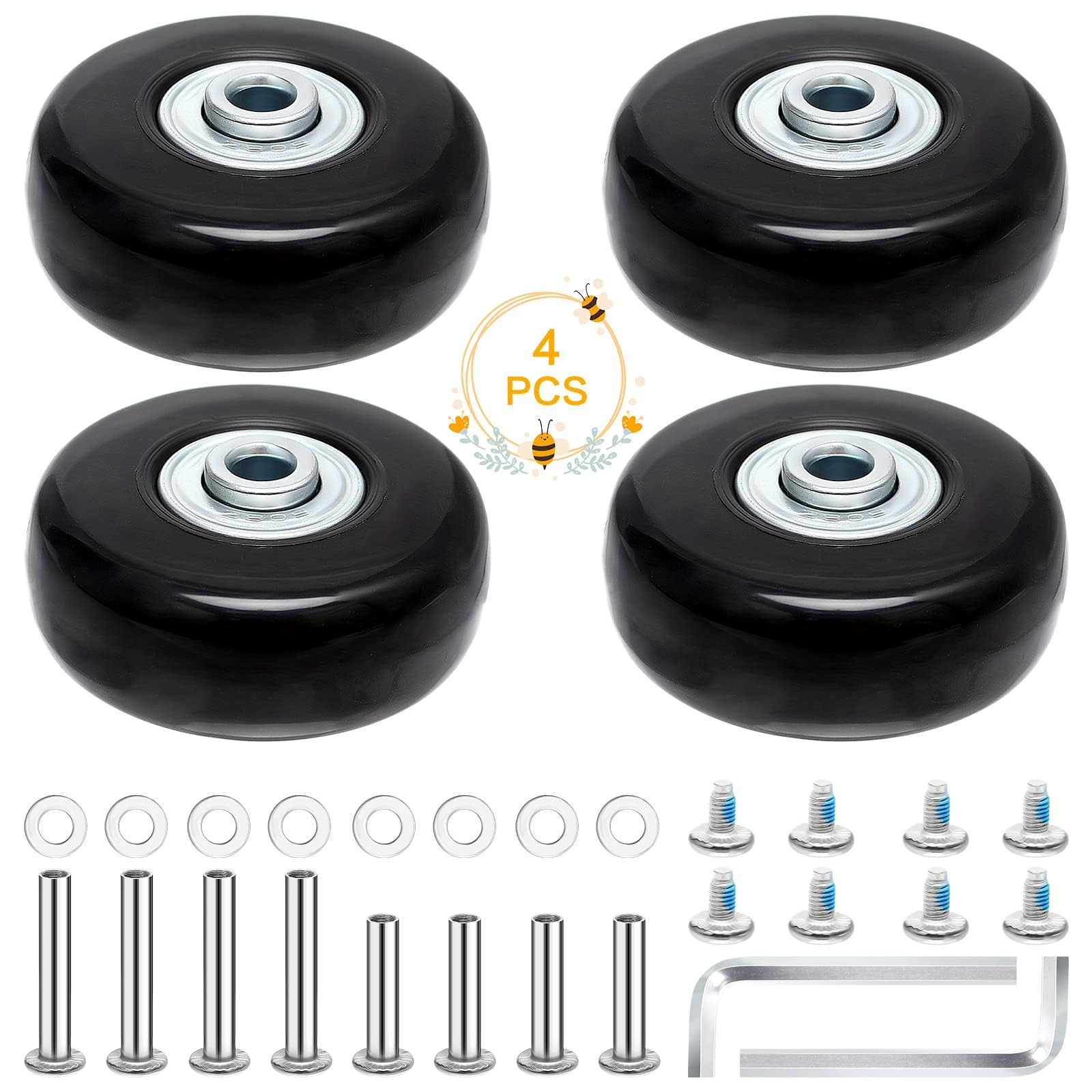 Pcs 50x18mm Luggage Suitcase Replacement Wheels Rubber Luggage