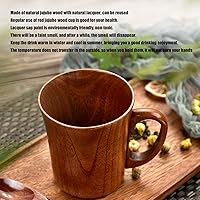 Vista 4 de Taza de madera, taza de madera de 9.5 fl oz con asa, tazas de viaje para acampar para el hogar, restaurante, para bebidas calientes, madera