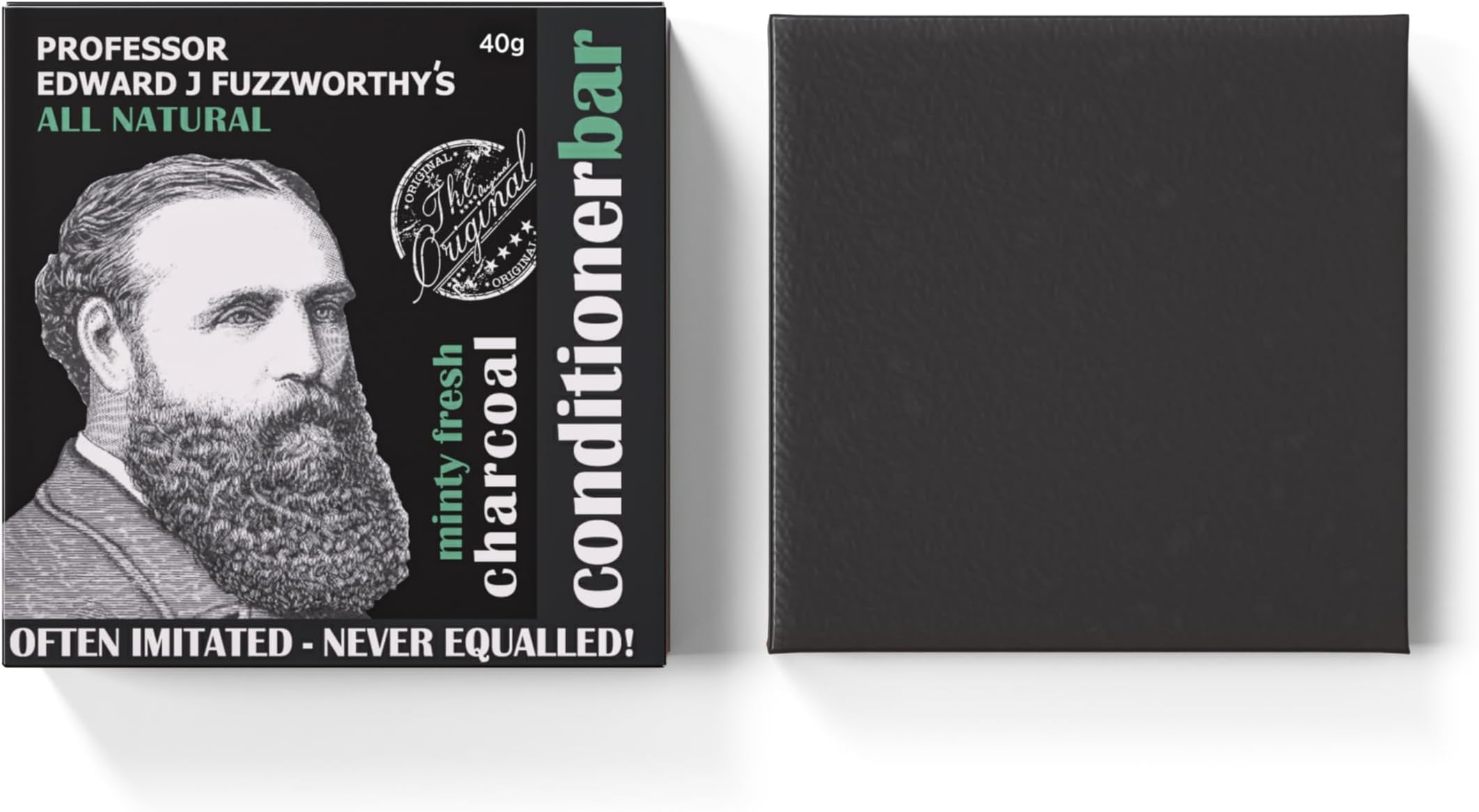 Professor Fuzzworthy Minty Fresh Charcoal Detangler Beard Conditioner Bar – Long-Lasting Solid Conditioner for Beard & Hair – Softens, Detoxifies & Detangles – Natural Men’s Grooming – 40g
