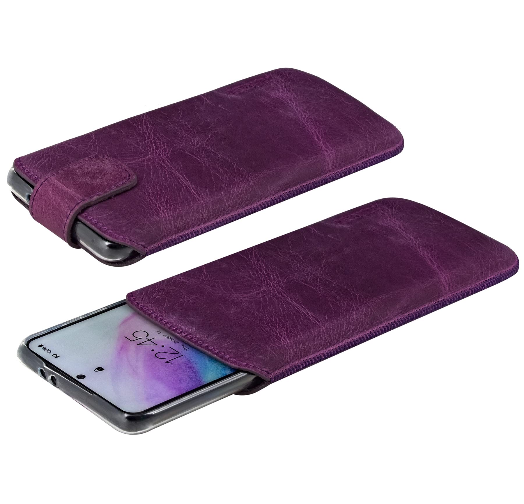 Suncase Prawdziwy skórzany pokrowiec etui kompatybilne z Sony Xperia 1 VII Wymiary wewnętrzne: ok. 166 x 78 x 15 mm (pasuje do dodatkowego grubszego silikonu Case/Bumper/Backcover) w kolorze antycznym
