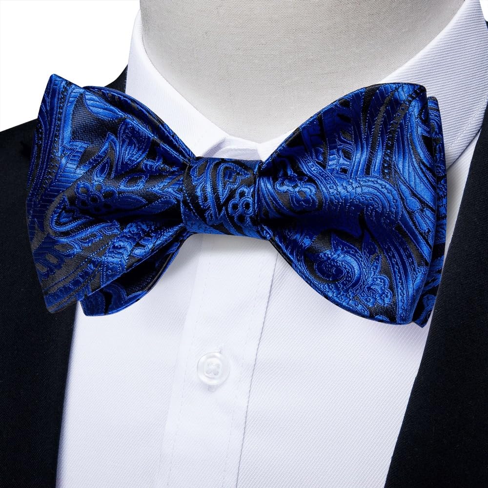 JFDBGU Men Bowties Classic Nots for Man Groom Wedding Self-tie Bowtie Hanky Cufflinks Set