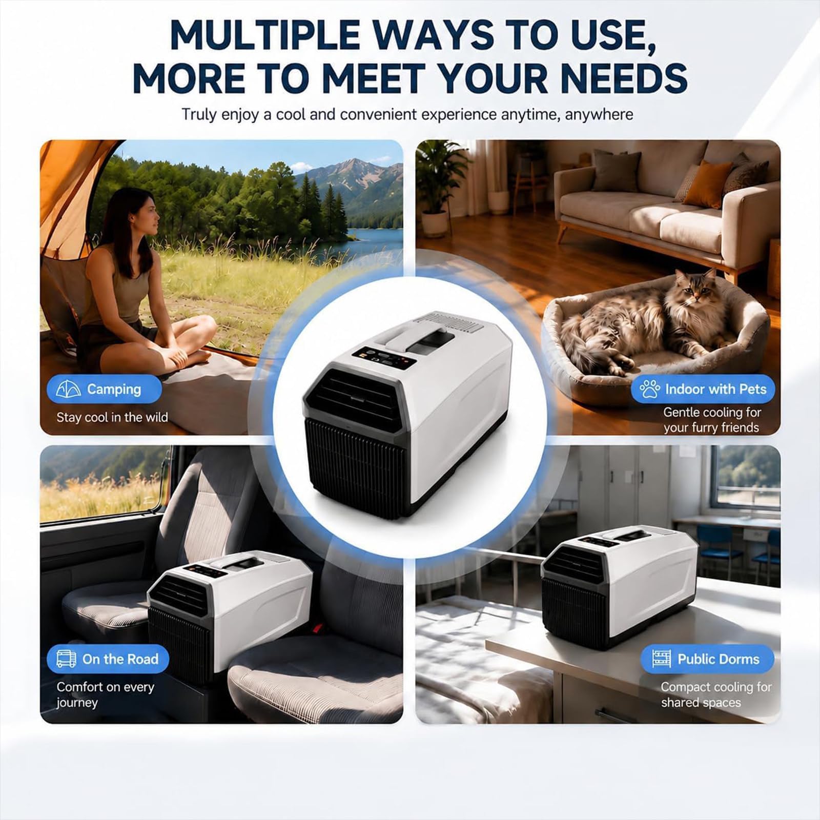 Aire Acondicionado Portátil de 220V para Interior/Exterior 4500BTU | AC para Tienda de Campaña - 4500 BTU / 5100 BTU, 36 dB de Silencio para Furgoneta Camper, Autocaravana, Cabina de Camión
