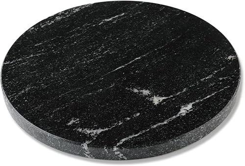 Miniatura 1 de Koville Tabla de cortar de mármol natural brasileño para cocina, losa redonda de mármol hecha a mano de 11 pulgadas para queso, embutidos, tabla de