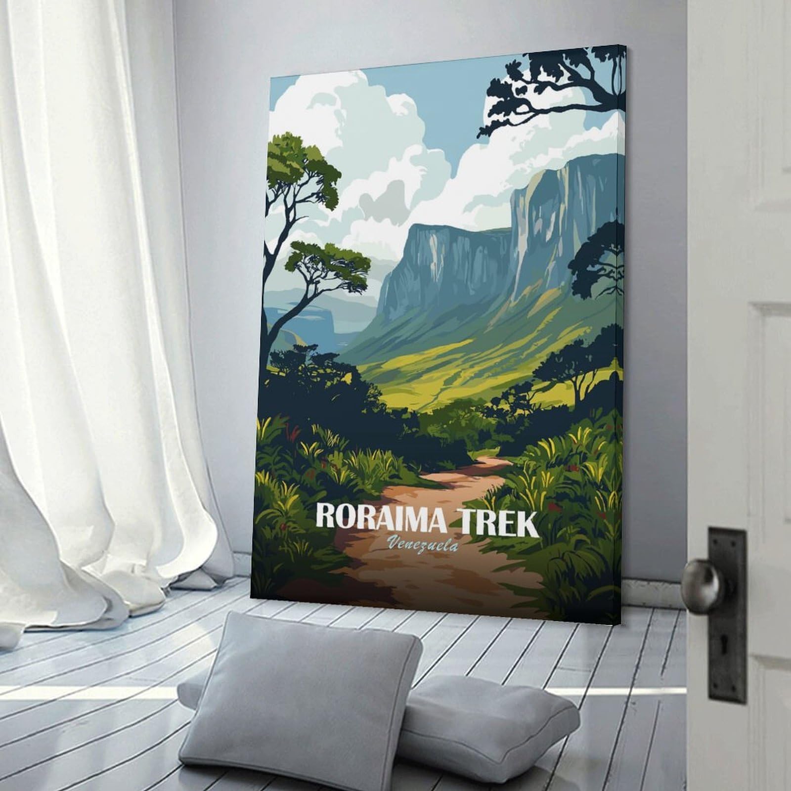 Junmoney Roraima Trek Venezuela Travel Canvas Wall Decor 20x30inch(50x75cm), for Home Lounge, Bedroom Or Reading Nook, A Home Accent with Warm Character