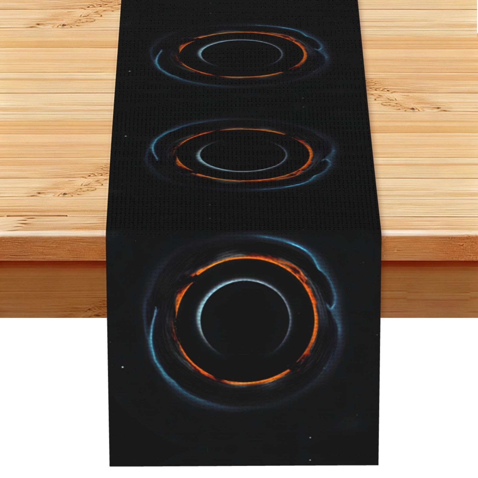Mysterious Cosmic Black Holes Linen Look Table Runner 13x72-Wrinkle Resistant Farmhouse Style for Dining Table Decor