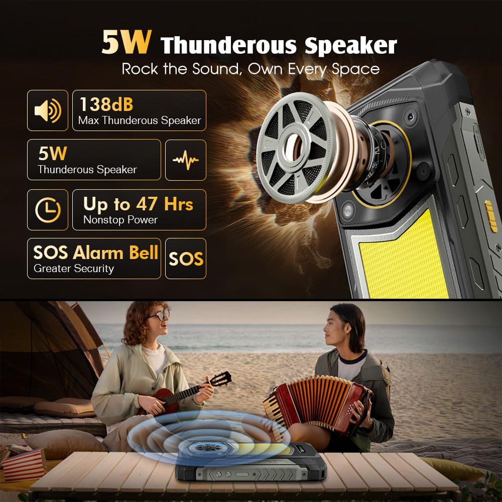 Blackview ROCK 5 Rugged Smartphone 5W HiFi Altoparlante, 48GB+256GB AI Telefono Android 16, 6.78" FHD+ 120Hz, 20000mAh, Lampada Campeggio 350lm, 108MP+50MP, 4G Telefono Indistruttibile, NFC/OTG/GPS
