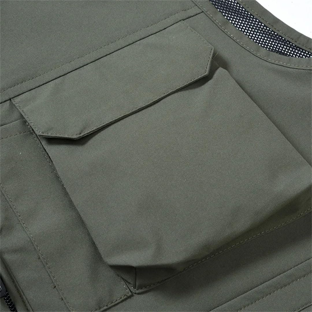Chaleco de malla de secado rápido para verano al aire libre, multibolsillos, talla grande, chaleco de carga para acampar y fotografía