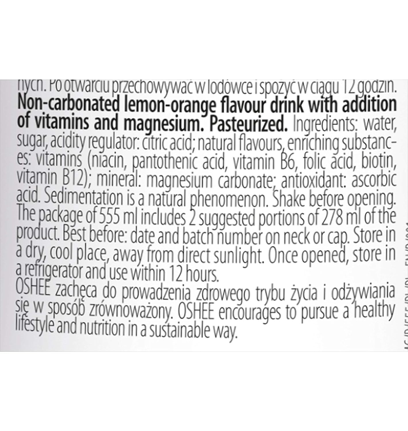 Oshee Vitamin Water H20 magnesium Flavour 555ml (Pack of 6) - Magnesium, Niacin, Pantothenic Acid, Vitamin B6, Folic Acid, Biotin, Vitamin B12