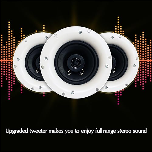 Miniatura 2 de Vaiyer Juego de 4 altavoces sin marco de 5.25 pulgadas, 8 ohmios y 200 vatios, montaje empotrado en la pared en el techo de 2 vías de graves medios,