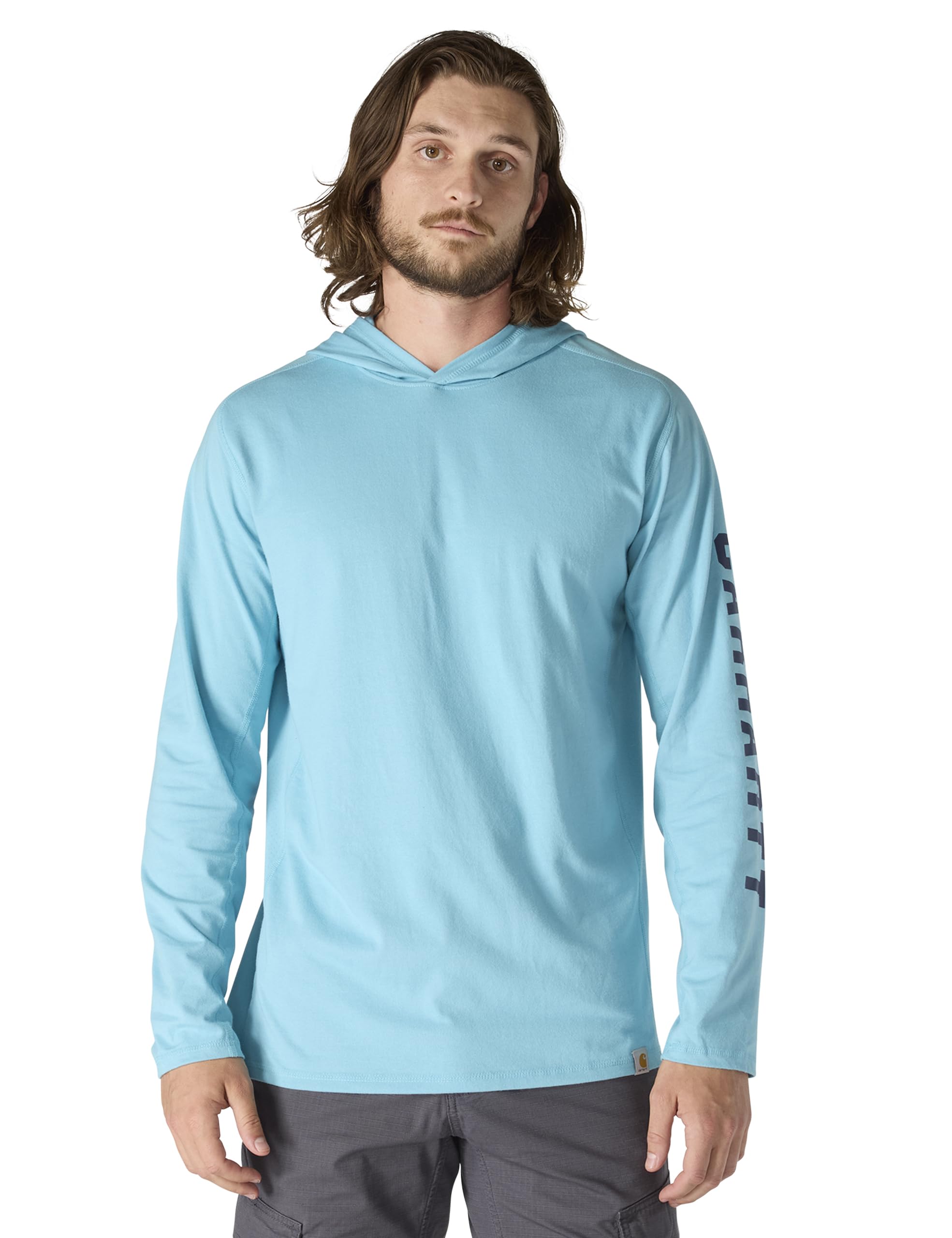 Carhartt Men's Force Relaxed Fit Midweight Long-Sleeve Logo Graphic Hooded T-Shirt