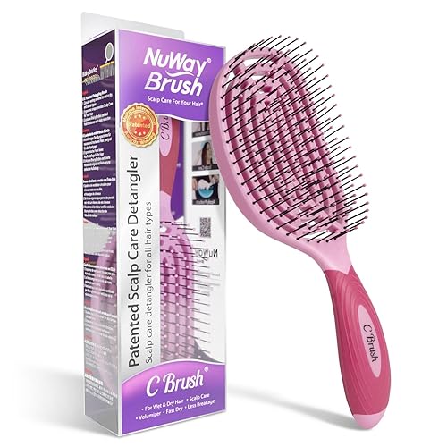 NuWay 4Hair Secador de pelo curvo y ventilado patentado, seguro desenredante C Brush (Aqua)
