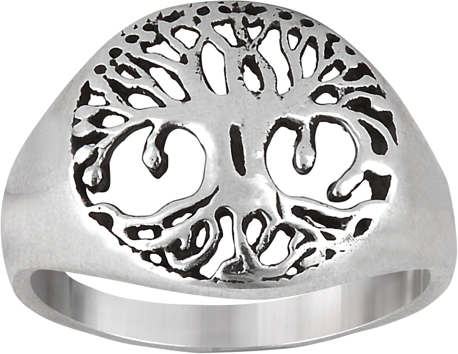 Silverly Sterling Silver Tree of Life Signet Ring for Men - Chunky 925 Silver Celtic Ring for Women - Classic Nature-Inspired Jewelry Gift - Wiccan Symbol Piece in a Filigree-Style Openwork Design