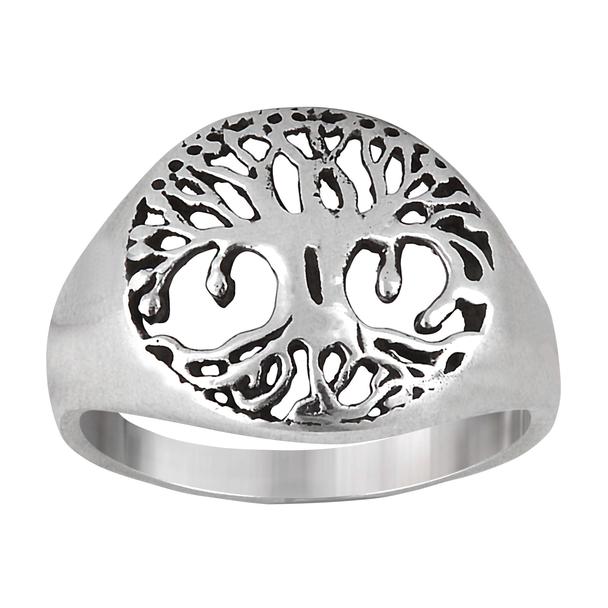 Silverly Anillo Sello del Árbol Vida Plata de Ley Hombre | Anillo Celta Plata 925 Grueso Mujer | Regalo Joyería Clásica Inspirada Naturaleza | Pieza Símbolo Wiccano Diseño Calado Estilo Filigrana