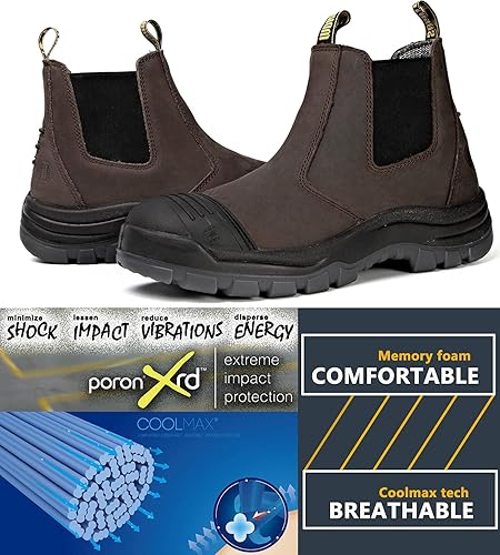 Miniatura 5 de Botas de trabajo para hombres, de aceropunta suave, impermeables, antideslizantes, antideslizantes, de seguridad, disipación estática, zapatos de