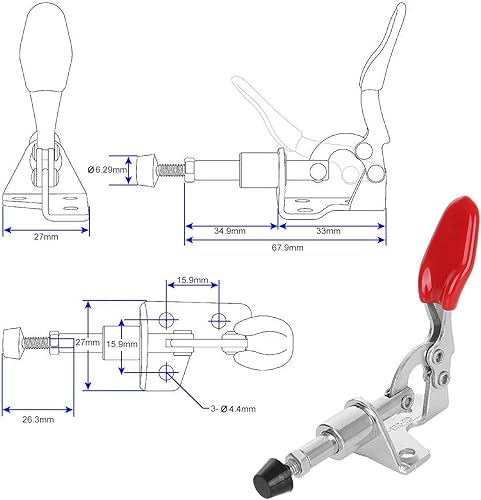 Miniatura 2 de 10 piezas de pestillo de palanca ajustable 301AM abrazadera de trazo abrazadera de empuje tire abrazadera de palanca de liberación rápida
