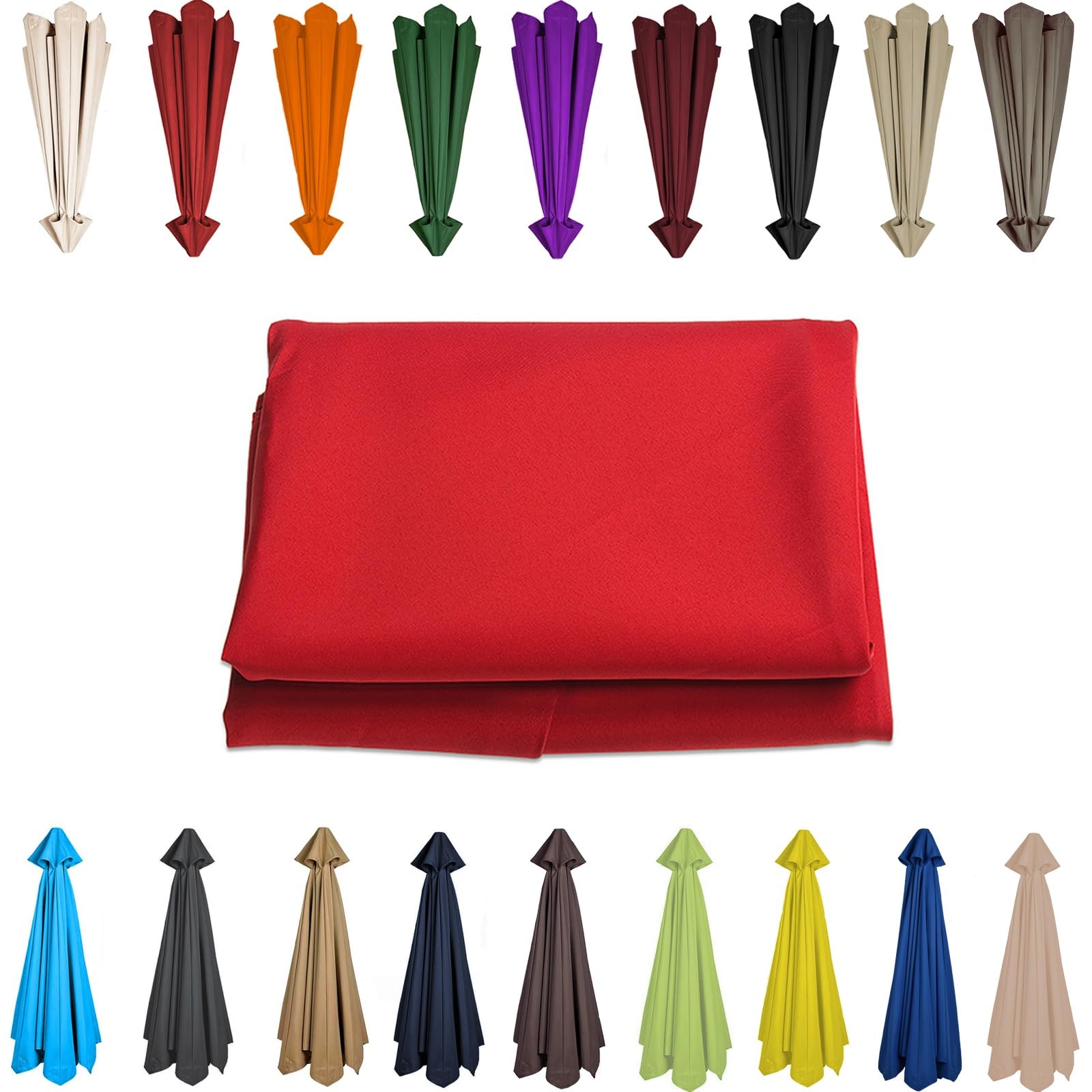 200/230/250/270/280/300/350 CM Parasol Top Fabric Cover Sunshade Cloth 6 8 Ribs Anti-Ultraviolet Patio Umbrella Replacement Cloth Garden Parasol Canopy Anti-UV(Red,8 RIBS: 350CM/11.5FT)