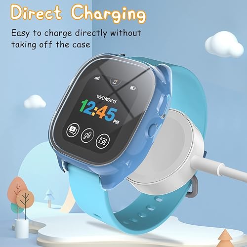 Miniatura 5 de BESINPO Paquete de 2 Gizmo Watch 3 protectores de pantalla, funda para Gizmo Watch 3 niños, vidrio templado 9H, policarbonato duro, cobertura