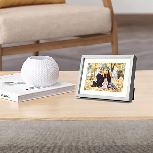 Miniatura 2 de Frametory, Marcos de aluminio de 5 x 7 pulgadas con paspartú marfil para fotosfotos de 4 x 6 pulgadas, cristal real, retratopaisaje, formatos