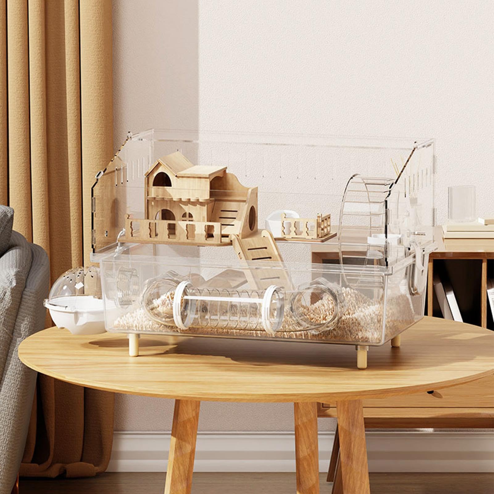 Hamsterkäfig, 2-lagiger transparenter Acryl- -Lebensraum, 45 cm Hamstergehege für den Innen- und Außenbereich, Haus- oder Hofbeobachtung, zuchtfreundlich, Tierhandlung und Kleintierzubehör