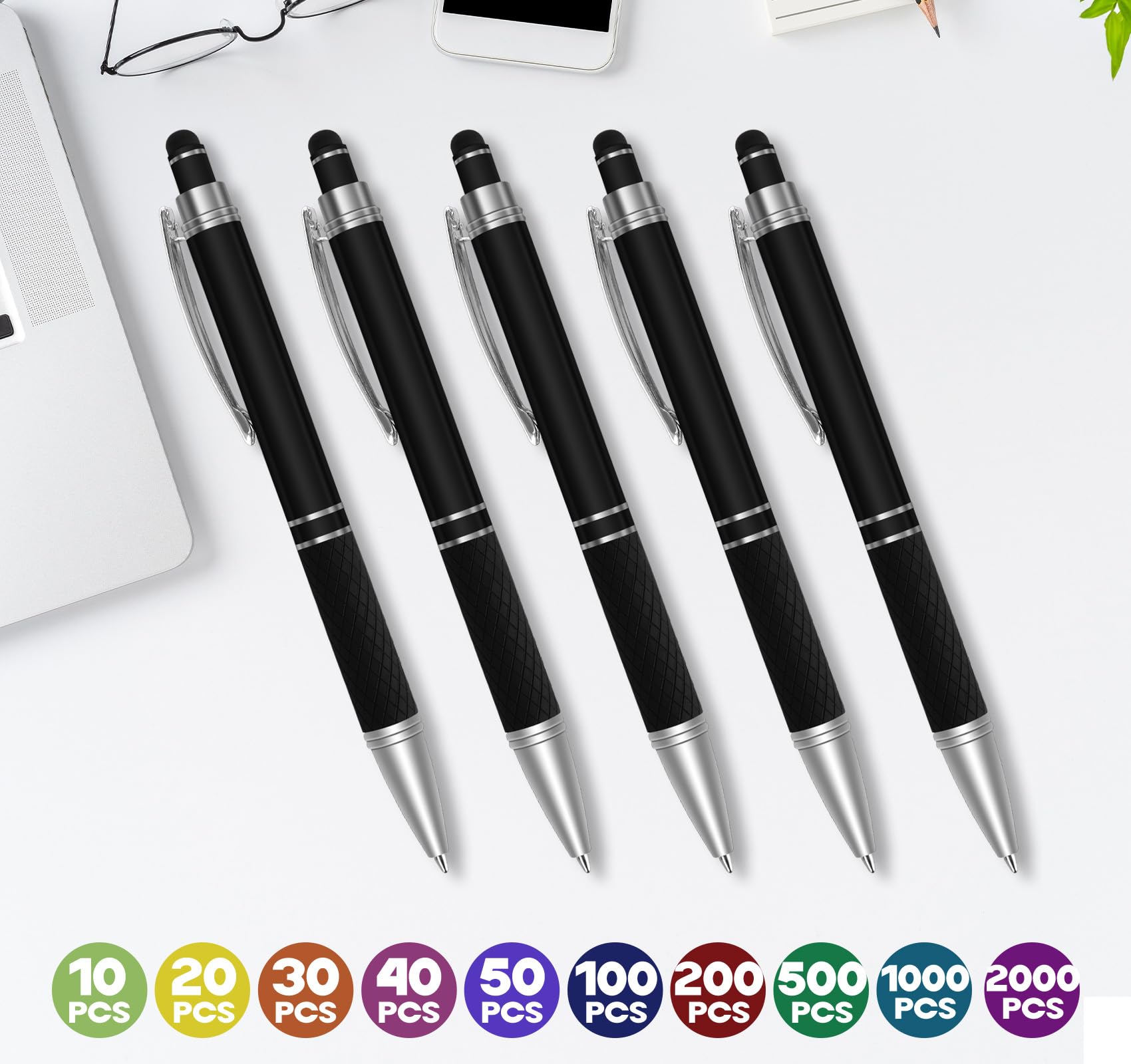 Homewit 10–1000 STK Kugelschreiber Personalisiert mit Gravur,Touchpen,400 | Werbekugelschreiber für Firmenwerbung, Messen, Büros, Schulen, Abschlussfeiern, als Kunden-, Mitarbeiter- & Businessgeschenk