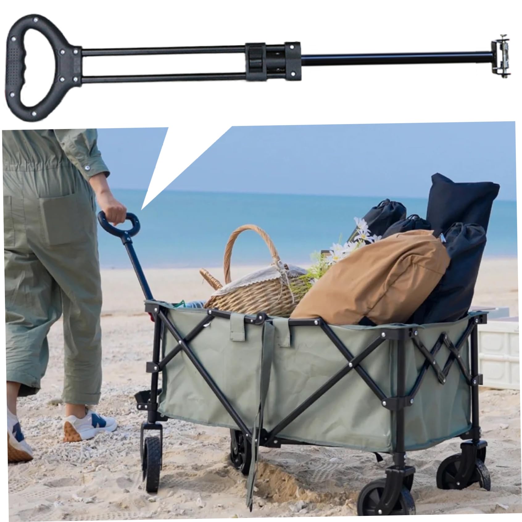 Remplacement de la poignée du Wagon, Accessoire de poignée Chariot Pliable avec Design Traction, Compatible avec Le Chariot, la Poussette, Le extérieur et Le Jardin