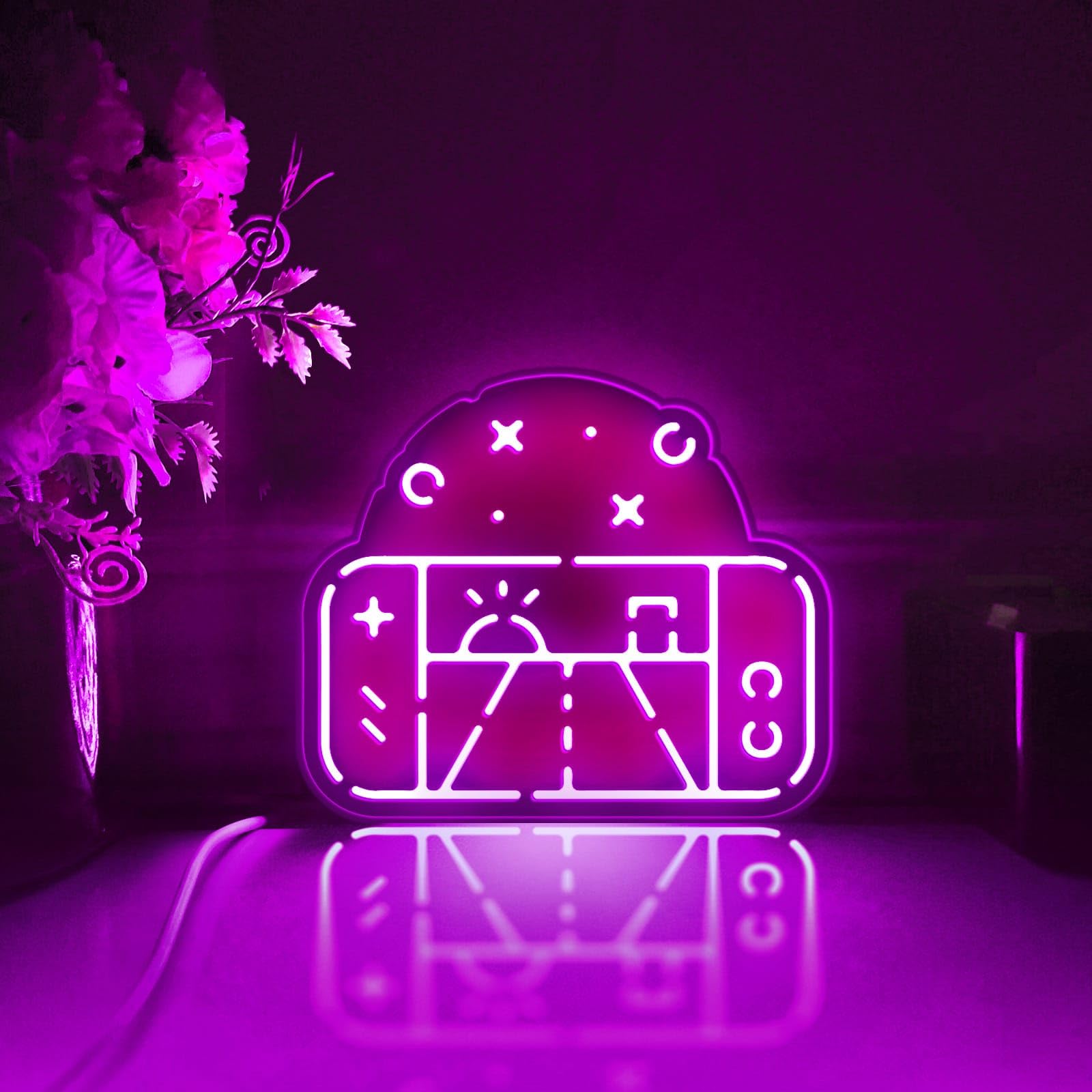 Przenośna konsola do gier LED, konsola do gier, dekoracja ścienna, znak świetlny, dekoracja biurka, dekoracja sypialni, prezent dla graczy (światło RGB, średni rozmiar)