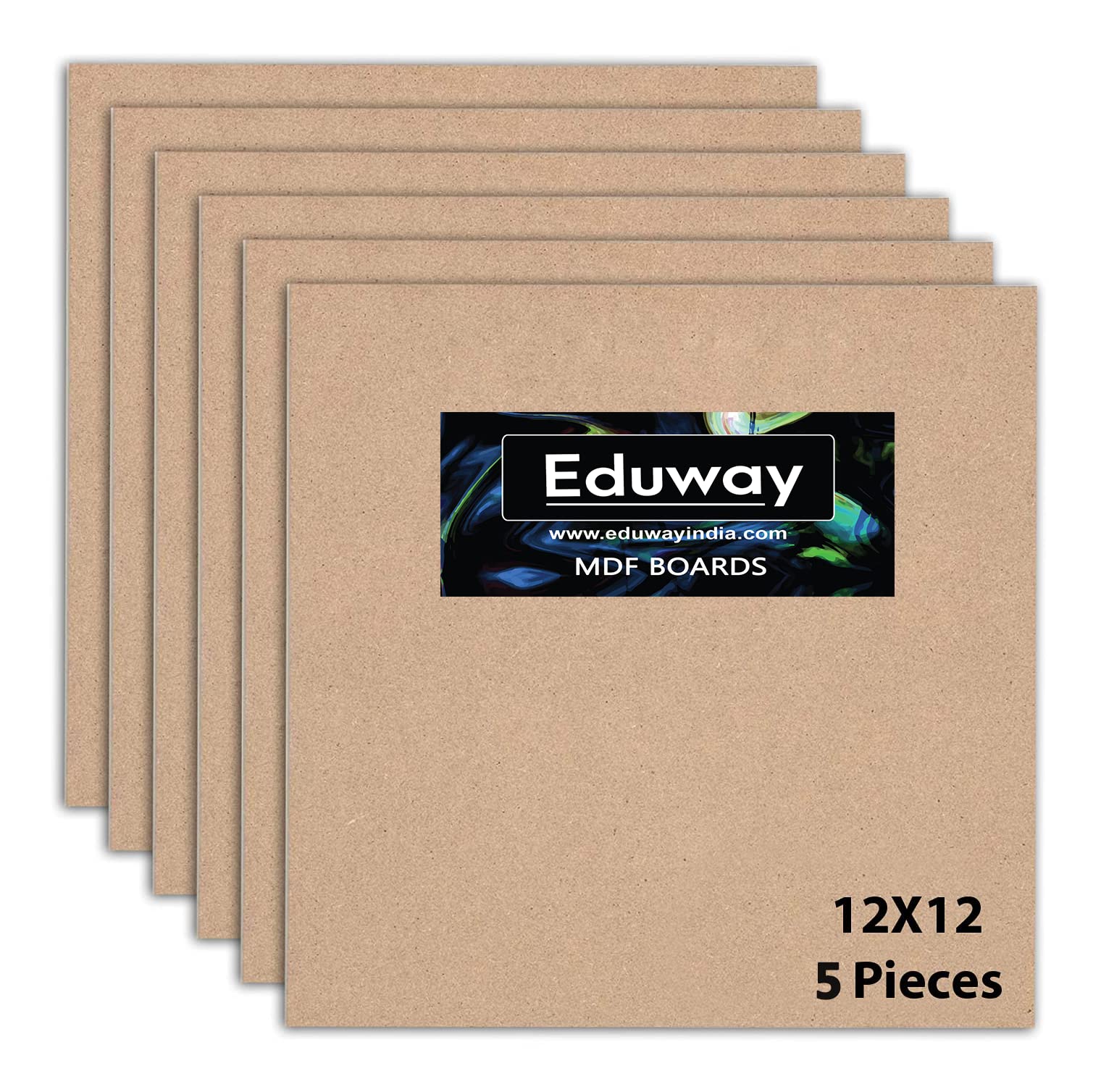 Eduway® 12x12 Inch MDF Board Wood Sheet for Mandala , Lippan, Resin Art & Craft, 4mm Thick, Pack of –5 - Premium Cardboard Material for Artists, Art and Craft Students - Hard Cutout in Small and Large Sizes (30x30 cms)-image-48