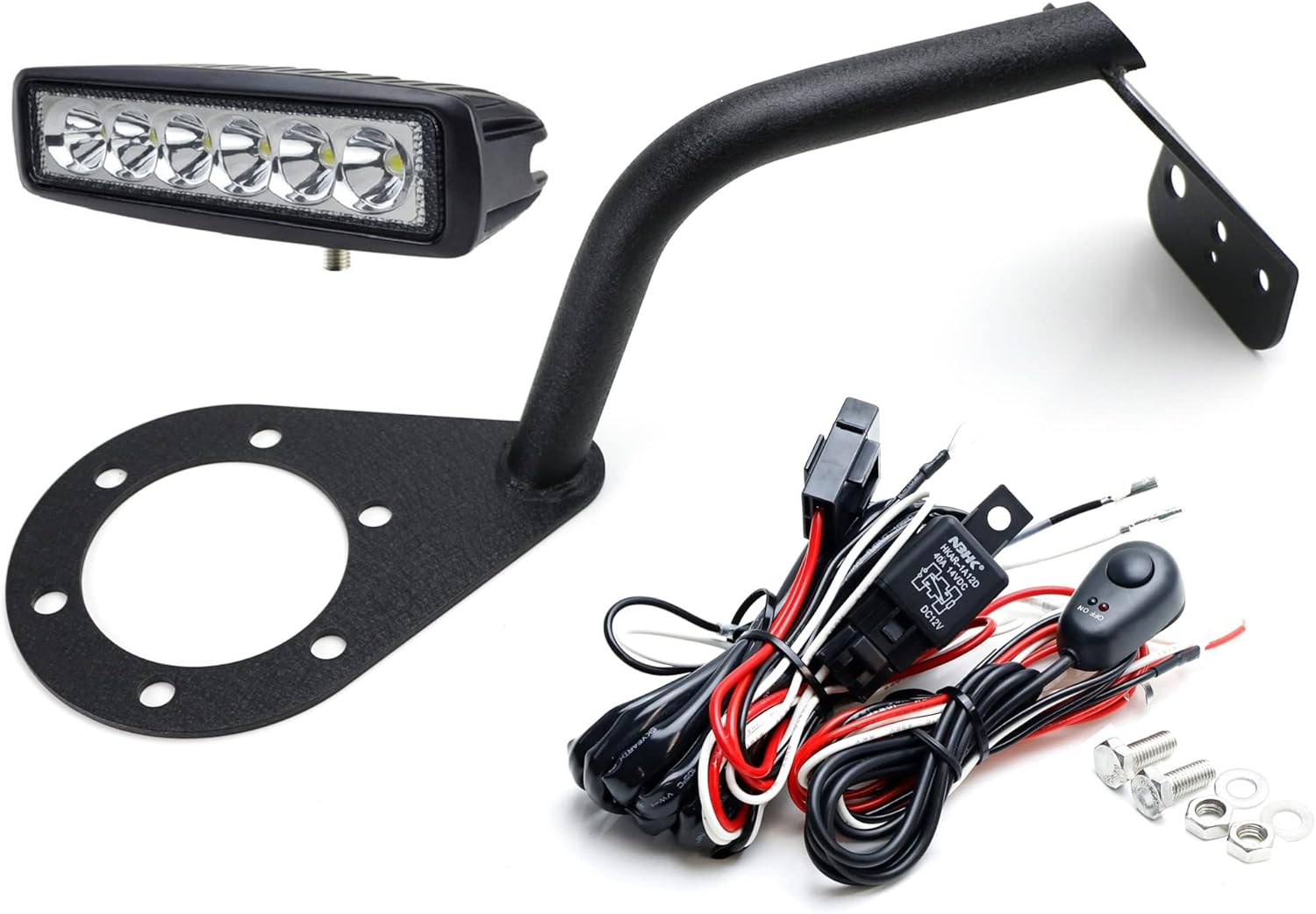 iJDMTOY Rear Tire Carrier 6-Inch Mini LED Light Bar Kit, Compatible with Toyota 2007-2014 FJ Cruiser, Including 18W LED Lightbar, Spare Tire Location Mounting Brackets & Relay Wires