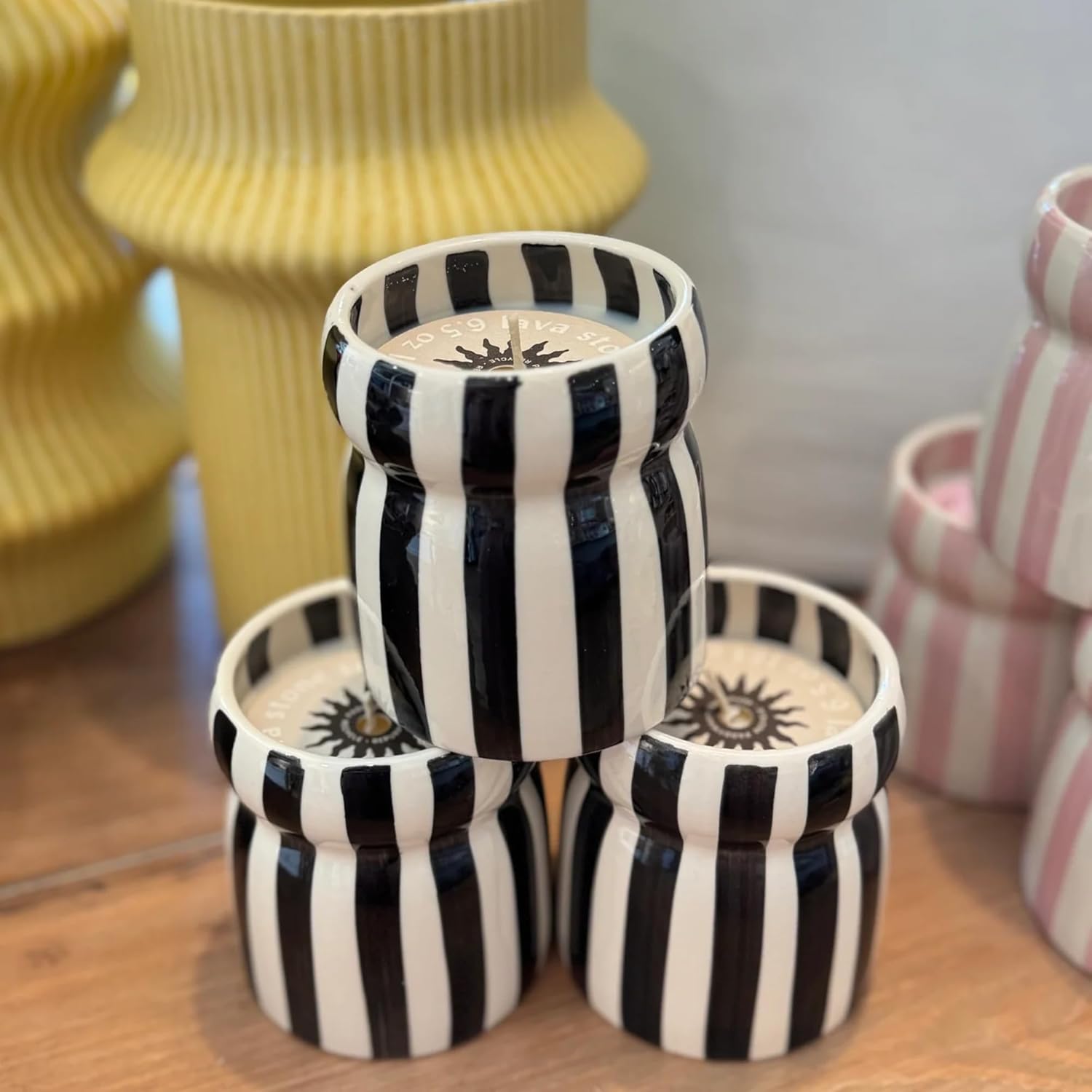 Paddywax Cabana Hand-Painted Scented Candle in Ceramic Reusable Food Safe Jar, Clean-Burn Soy Candle with Approx. 42 Hour Burn Time, Black – Lave Stone, 6.5 oz - Image 6