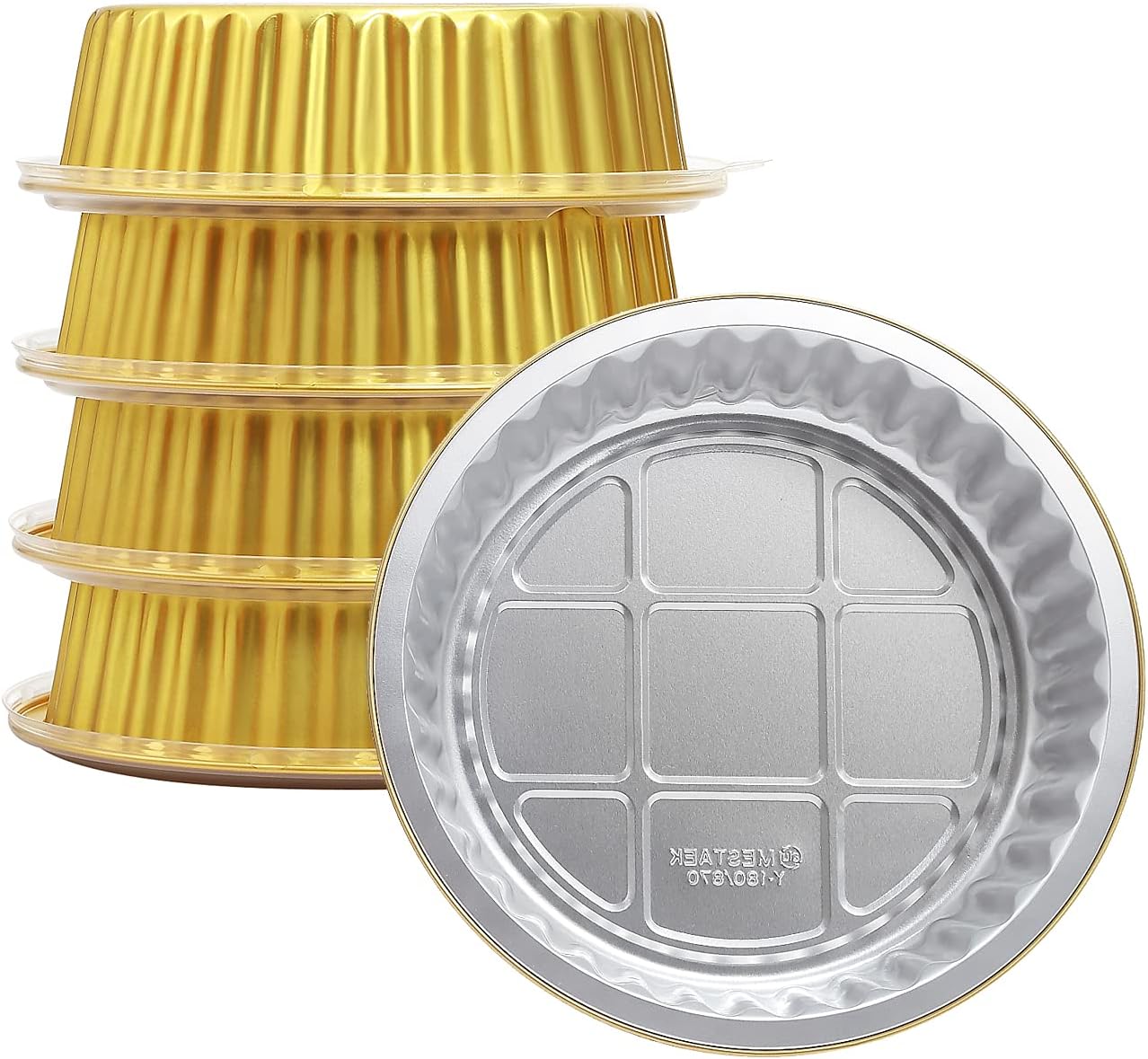 MESTAEK 7" Sturdy Aluminum Foil Pans with Lids (5 Pack), 2X