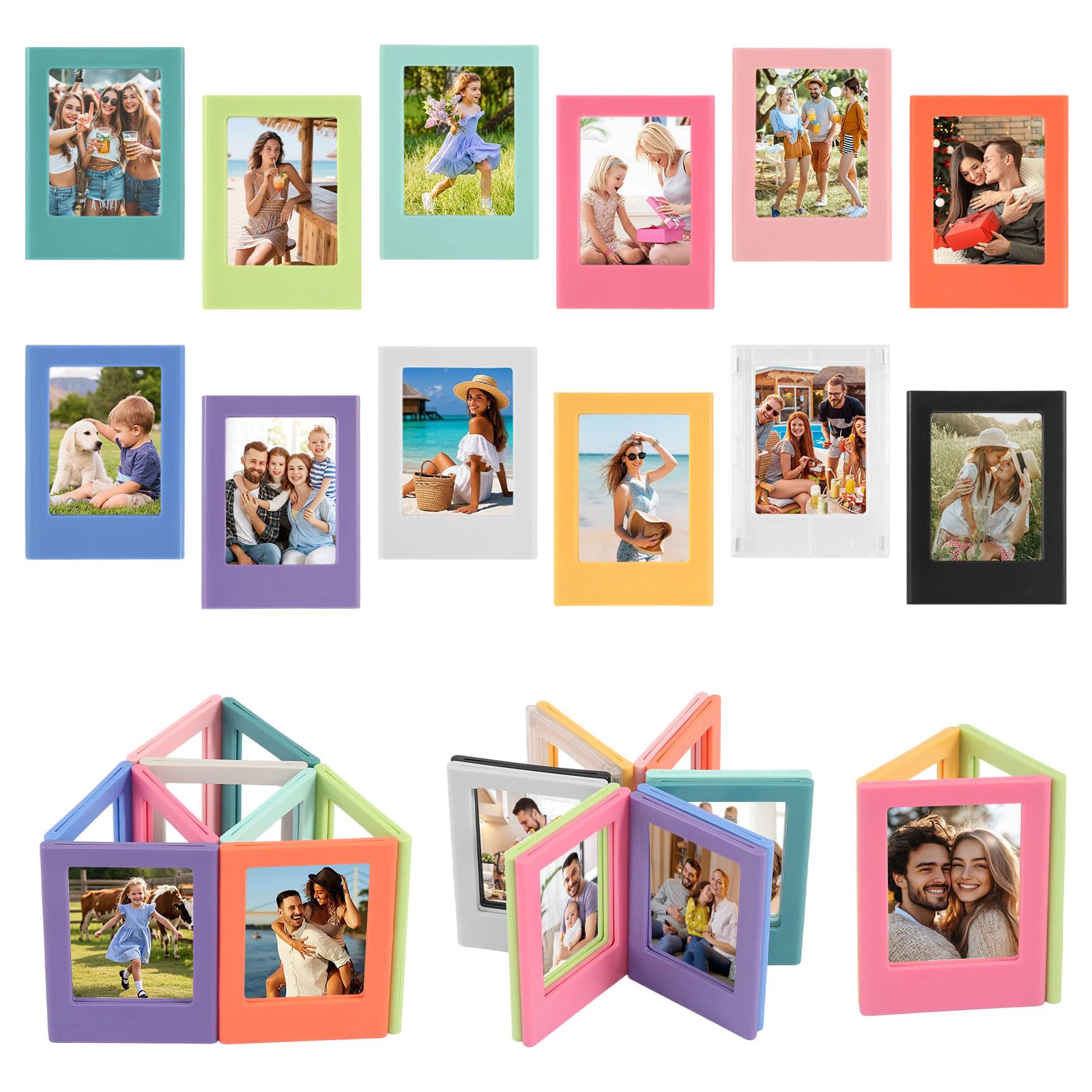 Magnetic Photo Frames 12 PCS Magnetic Picture Frame Mini Photo Frames Colorful Photo Magnets for Fridge or Desktop (3 Inch)