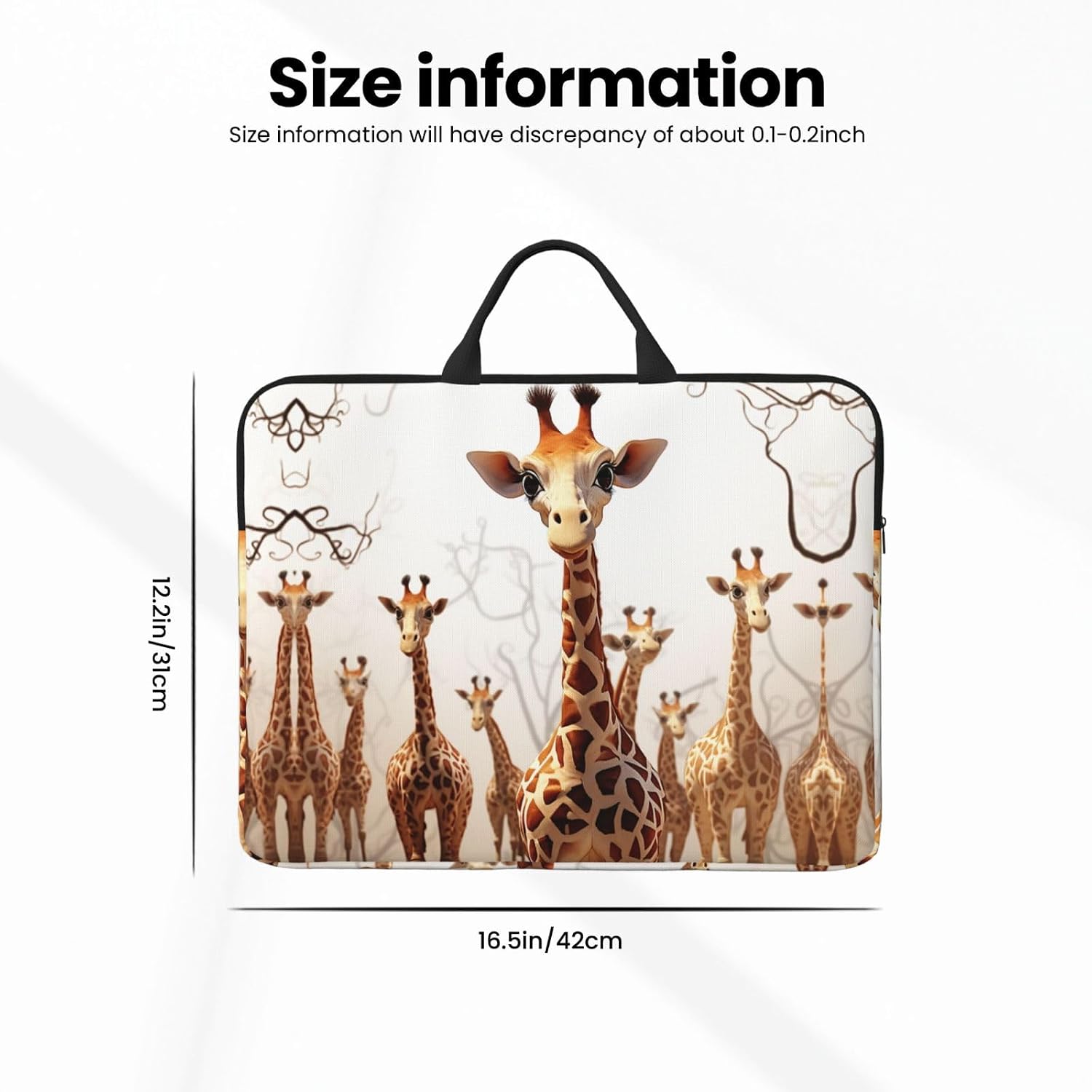360 Protective Laptop Case 14 inch, Cute Cartoon Funny Giraffes Laptop Sleeve with Handle Shockproof Computer Bag Waterproof Traveling Computer Cover Notebook Case Briefcase Gifts for Men Women image 4
