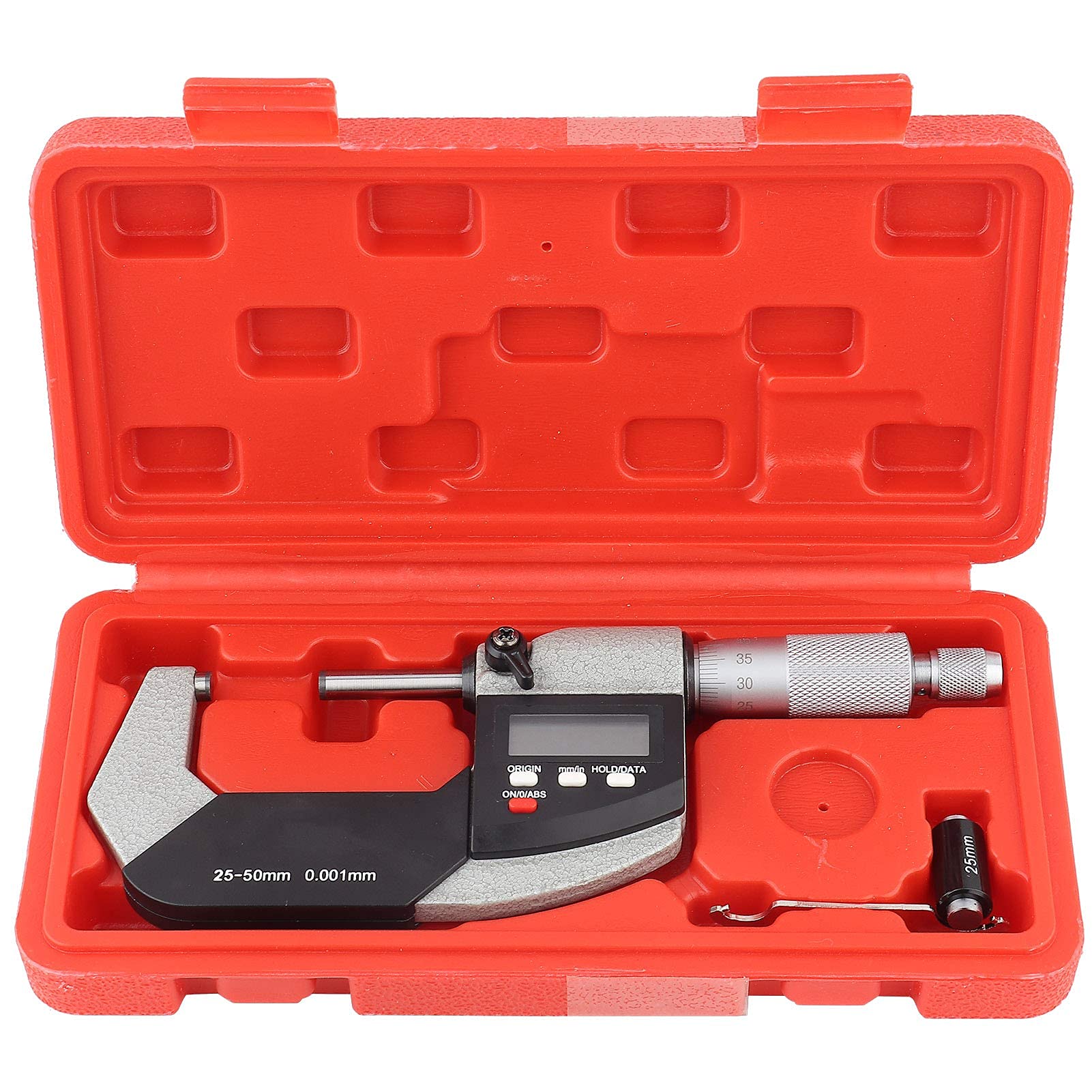 suwmiarka cyfrowy mikrometr zewnętrzny, stal nierdzewna, suwmiarka, narzędzia pomiarowe, mikrometr elektroniczny 25-50 mm, 0,001 mm