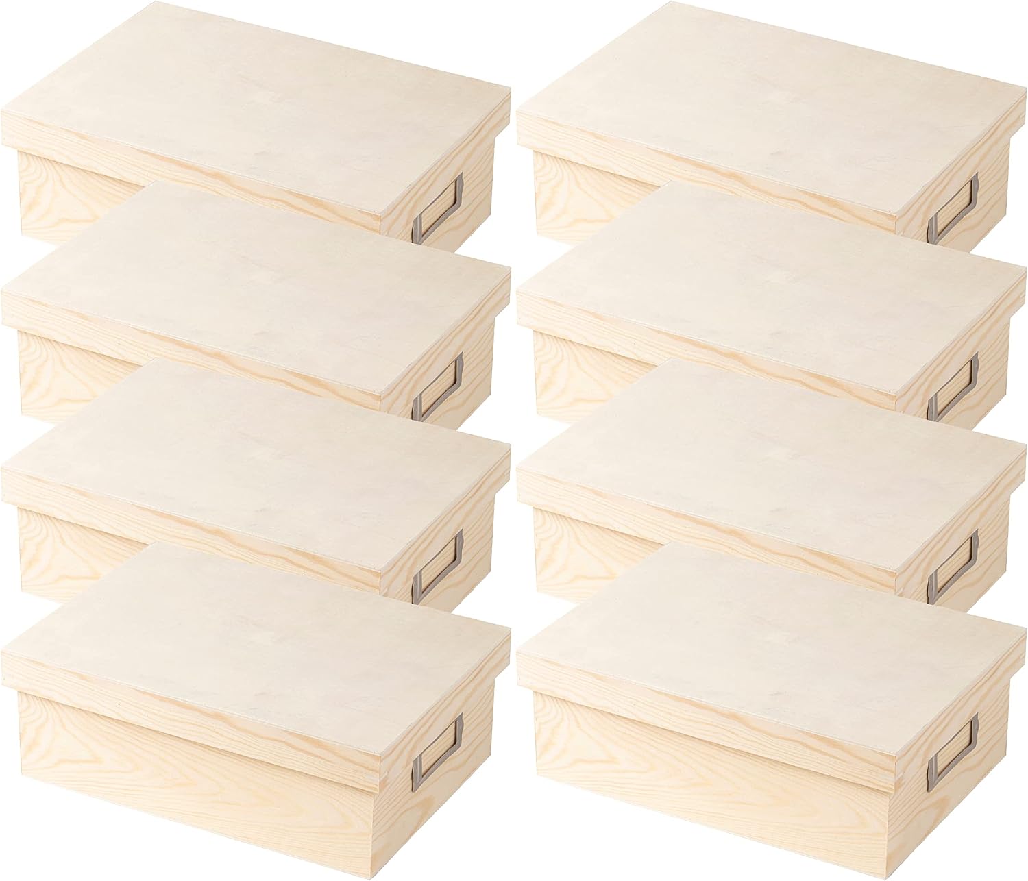 Make Market Unfinished Wooden Photo Box - Ready-To-Decorate Wood Box for Photos, Trinkets, Coins, Jewlery, Valuables - Bulk 8 Pack