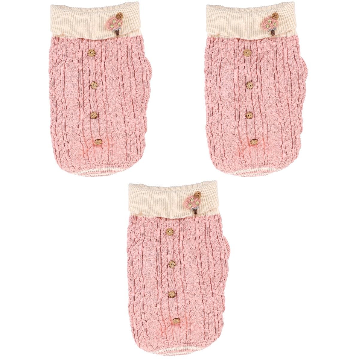 BESPORTBLE 3pièces Sweater pour Chien Vêtement Hiver Pull Chaud Coton pour Chiens Costume Confortable pour Animaux De Compagnie Rose XS