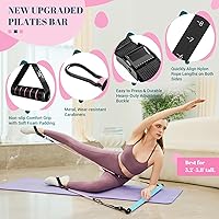 Vista 2 de Kit de barra de pilates con bandas de resistencia, barra multifuncional de yoga y pilates con hebilla de ajuste de metal resistente, kit de barra