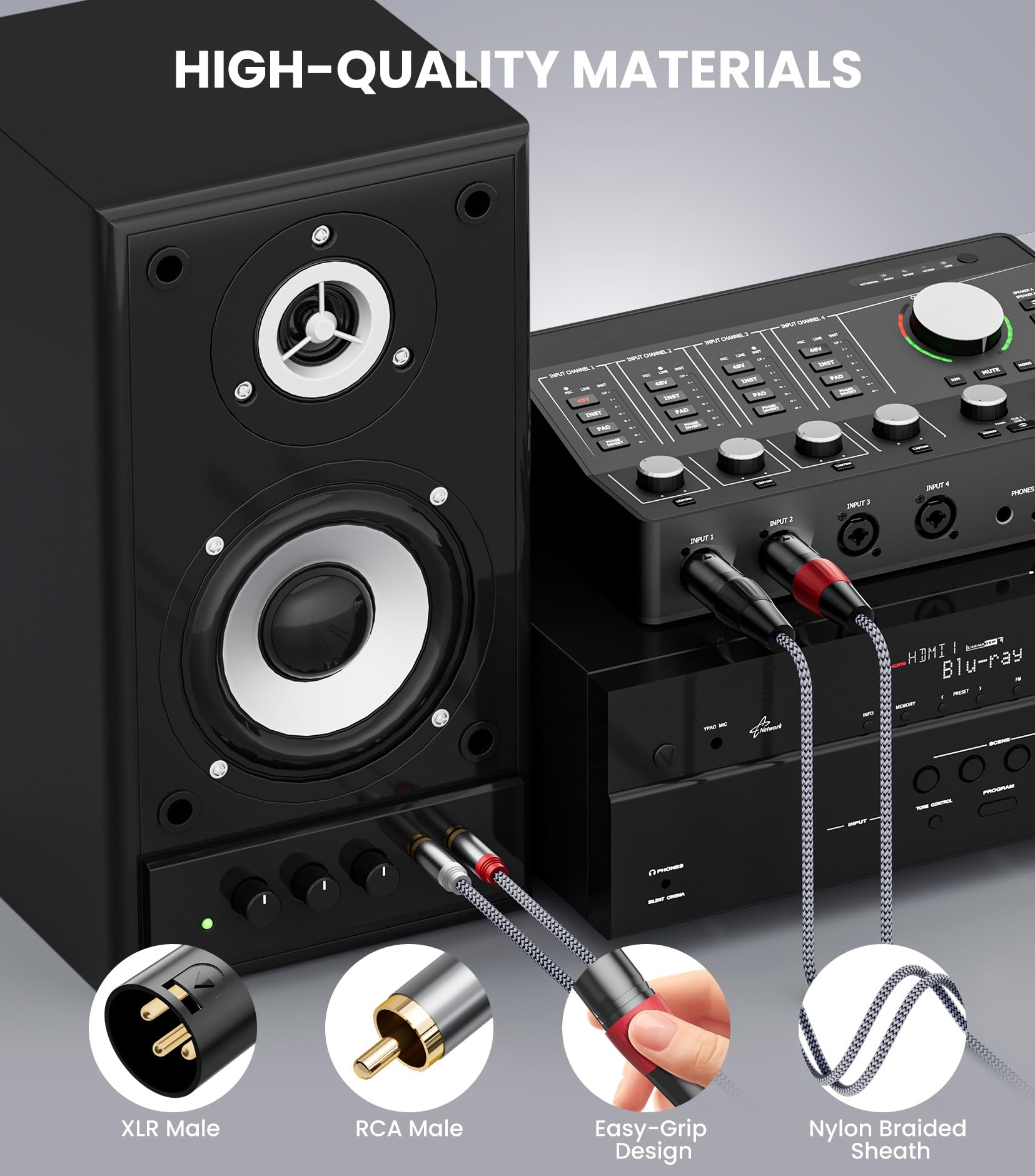 Câble RCA vers XLR, 2 RCA mâles vers 2 XLR mâles, connexion audio stéréo Hi-Fi, câble de microphone – 3 mètres