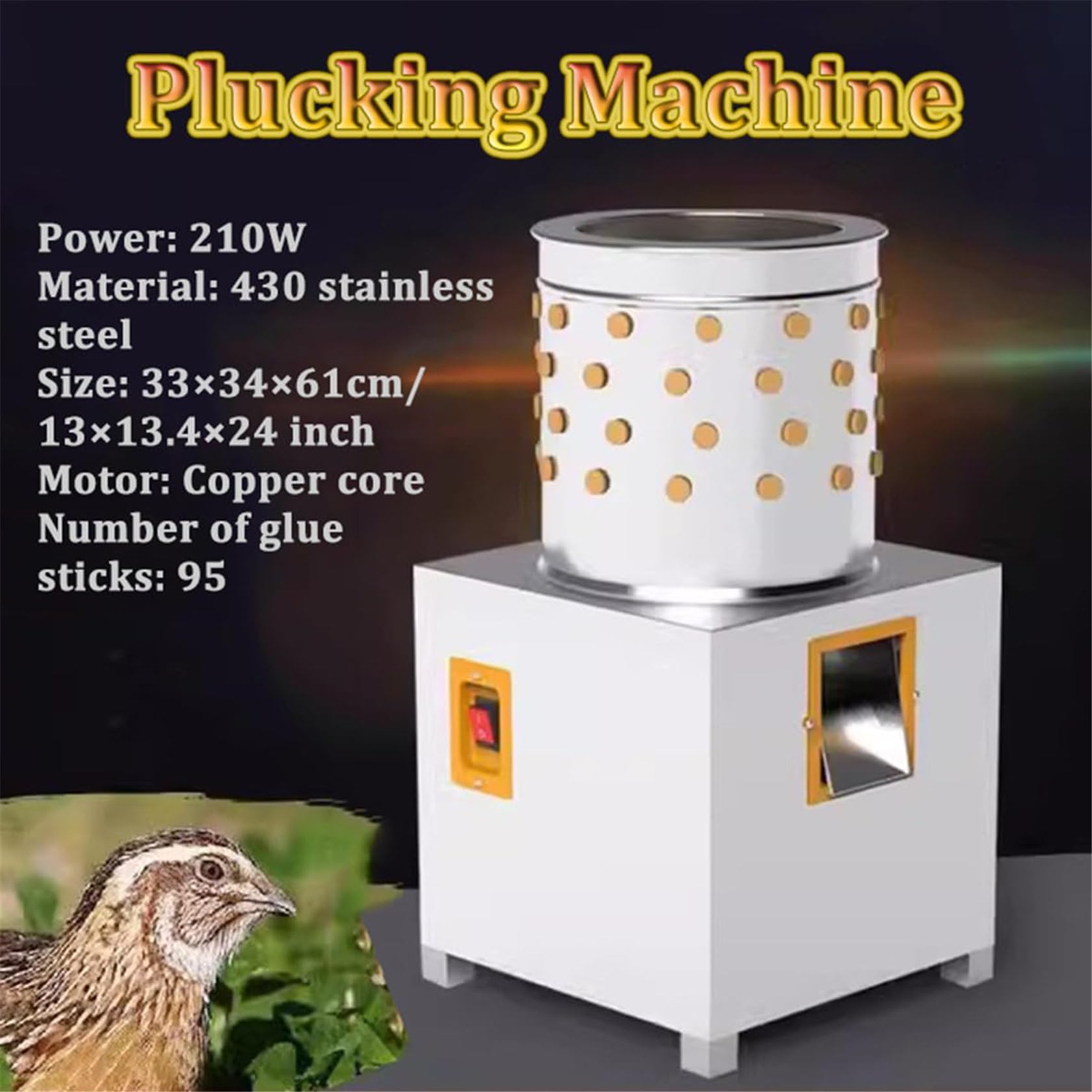 Máquina desplumadora automática de pollos, dispositivo de desplumado de acero inoxidable, 210 W, desploma de 3 a 5 pollos a la vez, ideal para aves de corral, pato, pavo y codornices