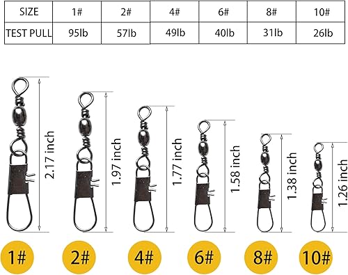 Miniatura 4 de Conector giratorio de barril de pesca para señuelos de pesca de conexión rápida, 50 unidades100 piezas de acero inoxidable negro níquel cobre