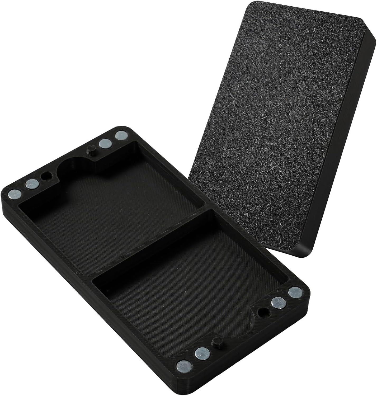 Flat Dice Box MTG Counter Storage for 16mm Dice – Fits 24 Standard Dice – Magnetic Storage Case for RPG, MTG, DND, Tabletop Games (Black, Small)