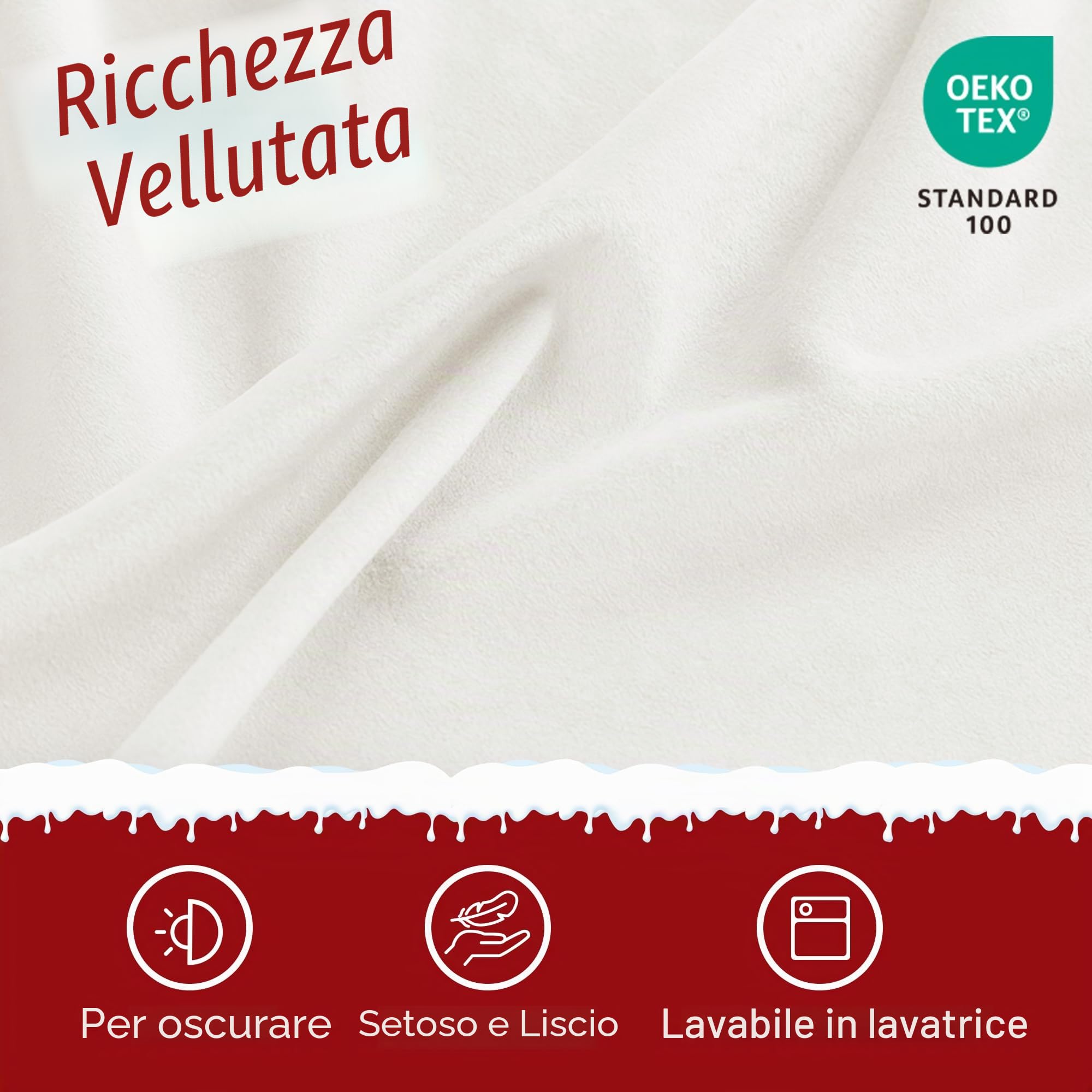 Deconovo Tende per Interni Eleganti in Velluto – Set di 2 Pannelli Moderni con Occhielli, 140x290 cm, Bianco, Decorative per Finestre di Camera da Letto, Salotto e Soggiorno