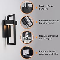 Vista 5 de Luces LED de pared para exteriores del atardecer al amanecer, iluminación exterior moderna de 12 W, aplique de pared negro para exteriores, 3000 K