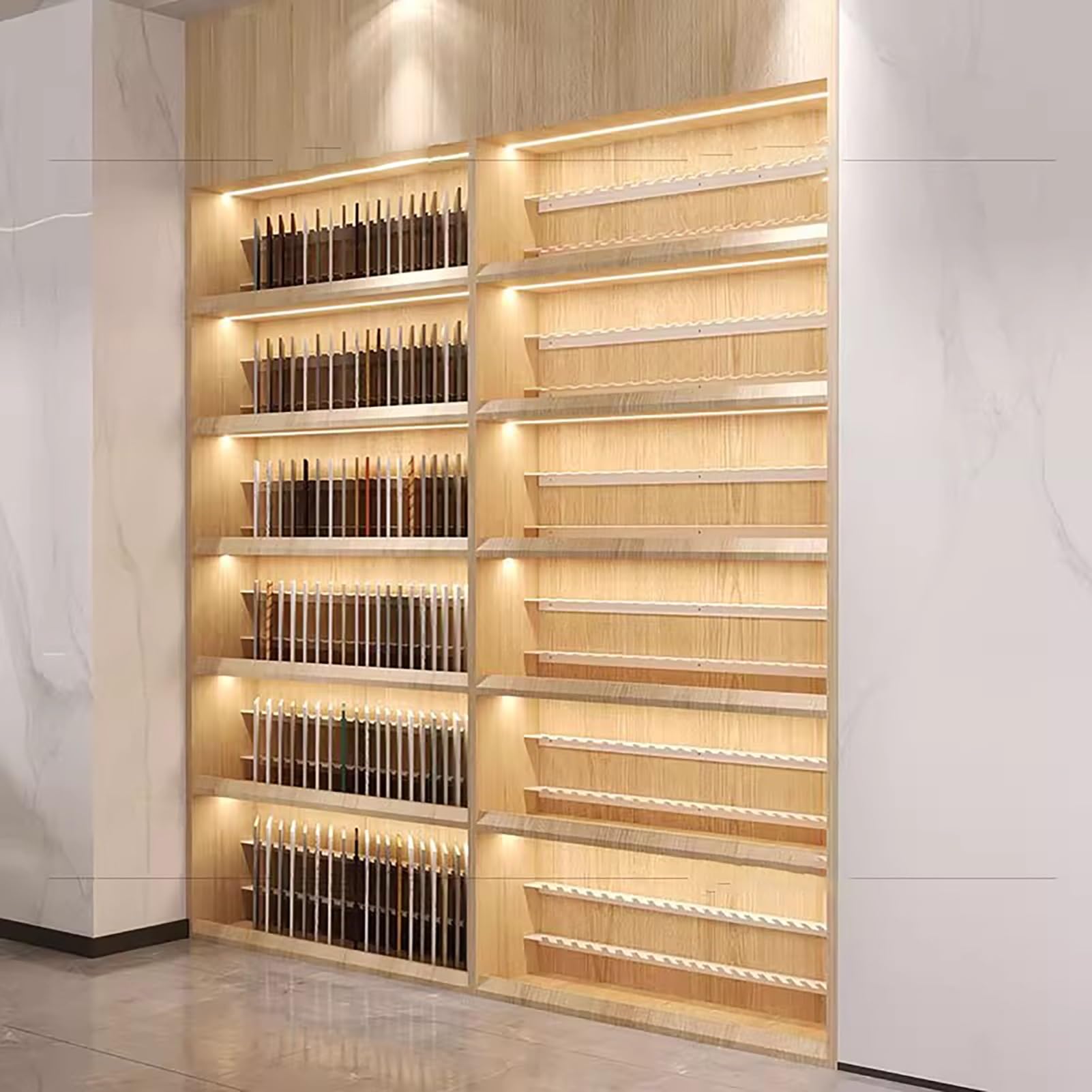 Stojak na próbki płytek, montowany na ścianie stojak na płytki ceramiczne, stojak na próbki płytek podłogowych 100 cm, detaliczny drewniany organizer na targi, idealny do prezentacji płytek
