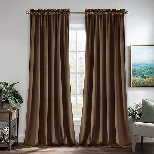 Miniatura 358 de Cortinas de terciopelo JIUZHEN, cortinas opacas suaves de terciopelo retro para dormitorio, cortinas elegantes con reducción de ruido y Rosa