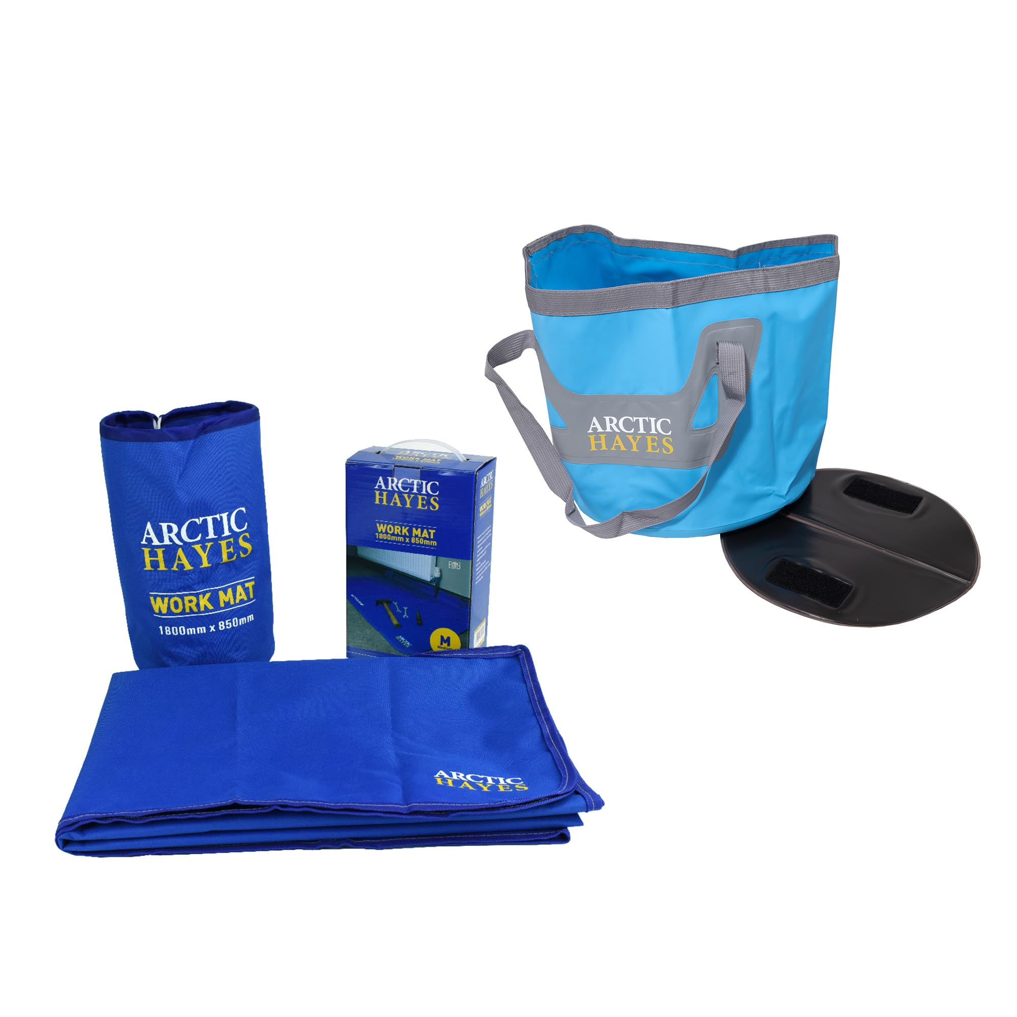 Arctic Hayes Medium Work Mat, 1800mm x 850mm, and 20L Foldable Bucket Bundle