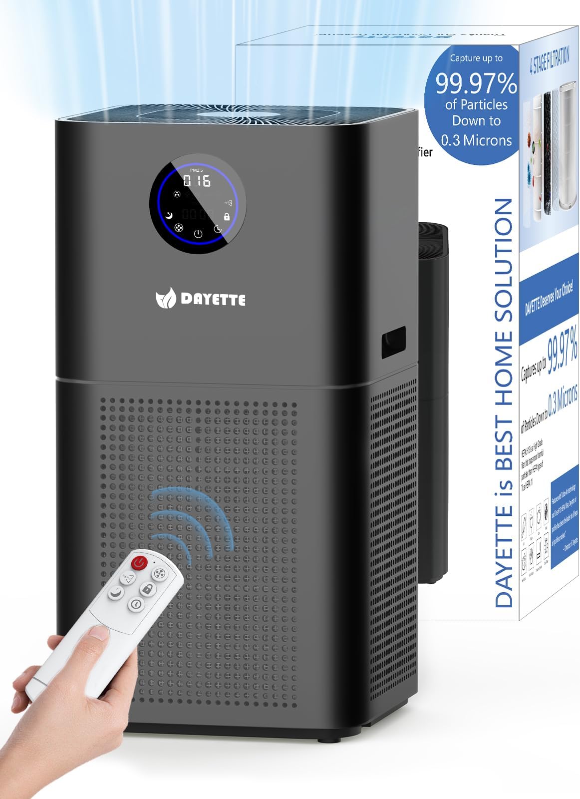 Dayette Air Purifier for Home Pets Dander in Bedroom, Covers Up to 4000 ft², 4-in-1 Filter with HEPA sleep mode, Remove Dust Smoke Pollutants Odor (AP403)