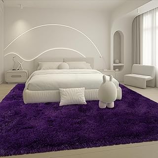 8x10 Area Rugs Living Room, Purple Large Plush Fluffy Bedroom Carpet, Non-Slip Upgraded Indoor