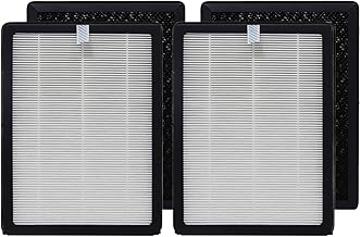 PUREBURG Replacement True HEPA Filter Kit Compatible with Cuisinart CAP-500 Air Purifier CAP-500FPK, H13 3-Stage Filtration Activated carbon 2-IN-1 Air Clean Dust VOCs,4pcs