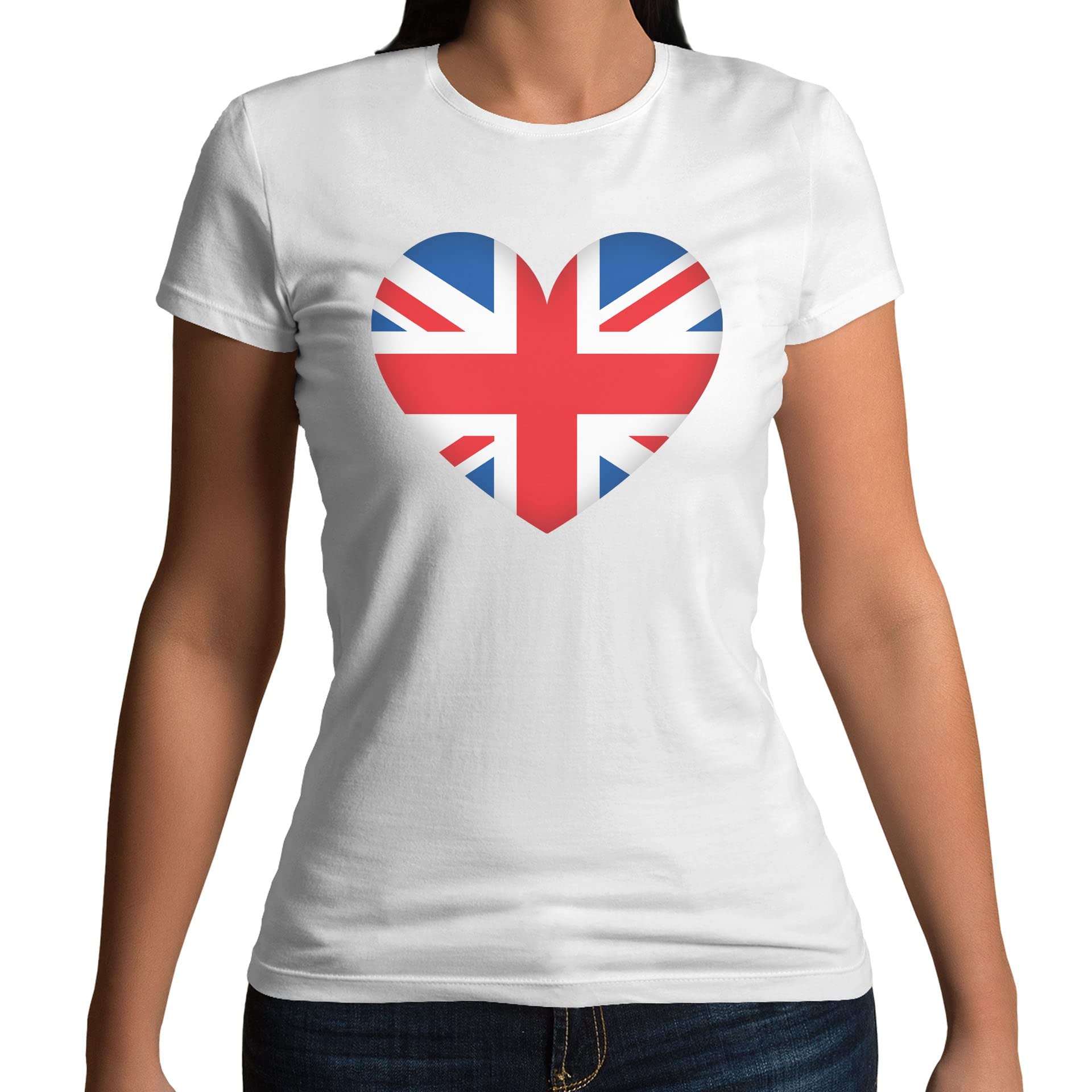 Union Jack Flag Heart Mens T-Shirt White (S)