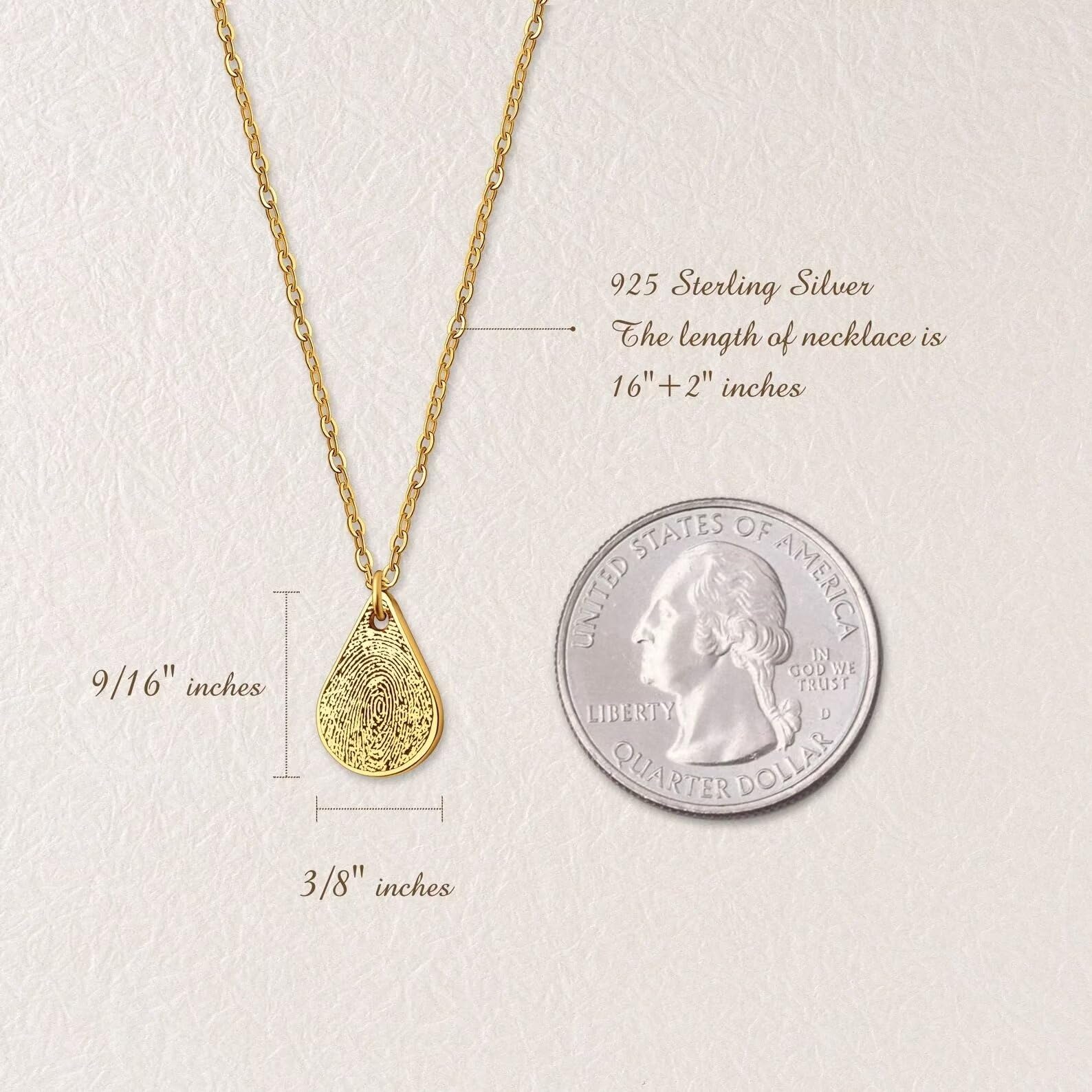 Gioielli commemorativi - Collana di impronte digitali a goccia - Gioielli reali con impronte digitali - Collana con scrittura a mano - Regalo commemorativo per lei